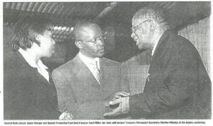 Lawyer Cecil Miller at the Goldenberg Inquiry with ex-PS Charles Mbindyo and lawyer Agnes Murgor (Standard)_0